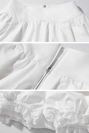 WARDEN EDGE Lace Trim Layered Mini Skirt