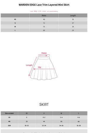 WARDEN EDGE Lace Trim Layered Mini Skirt