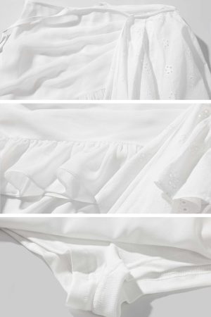 WARDEN EDGE Layered Asymmetric Midi Skirt in Mixed Textures