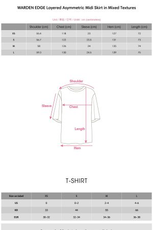 WARDEN EDGE Layered Asymmetric Midi Skirt in Mixed Textures