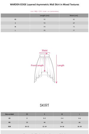 WARDEN EDGE Layered Asymmetric Midi Skirt in Mixed Textures