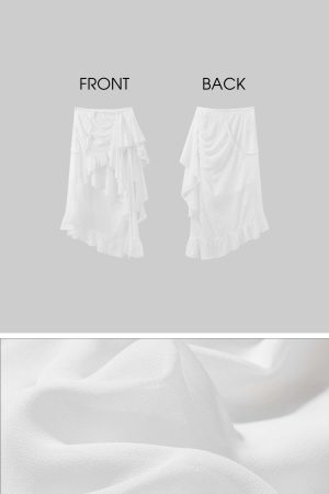 WARDEN EDGE Layered Asymmetric Midi Skirt in Mixed Textures