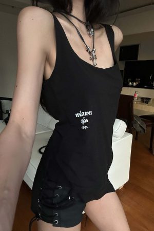 WARDEN EDGE Layered Draped Tank Top with Side Strap