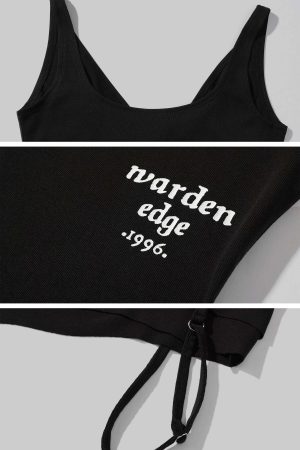 WARDEN EDGE Layered Draped Tank Top with Side Strap