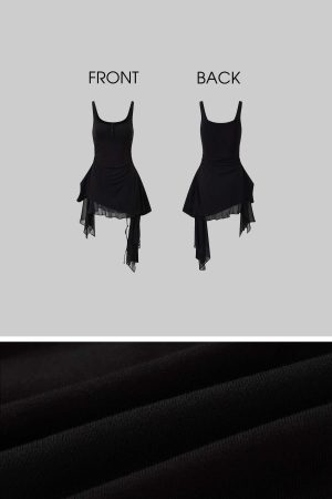 WARDEN EDGE Layered Mesh Hem Dress with Raw Draping