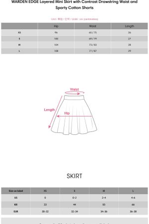 WARDEN EDGE Layered Mini Skirt with Contrast Drawstring Waist and Sporty Cotton Shorts