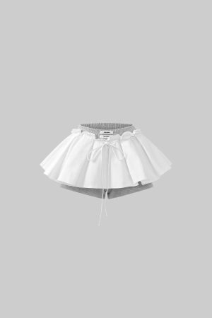 WARDEN EDGE Layered Mini Skirt with Contrast Drawstring Waist and Sporty Cotton Shorts