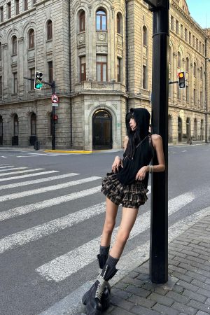 WARDEN EDGE Layered Mini Skirt with Drawstring Detail