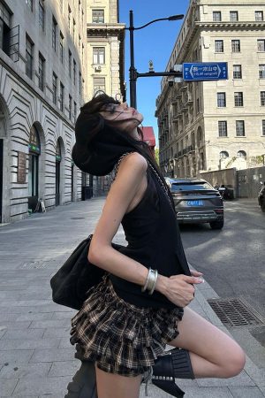 WARDEN EDGE Layered Mini Skirt with Drawstring Detail