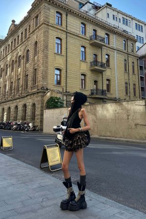 WARDEN EDGE Layered Mini Skirt with Drawstring Detail