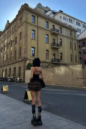 WARDEN EDGE Layered Mini Skirt with Drawstring Detail