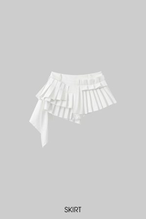 WARDEN EDGE Layered Pleated Mini Skirt Shorts