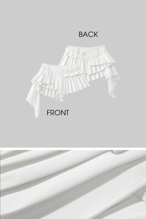 WARDEN EDGE Layered Pleated Mini Skirt Shorts