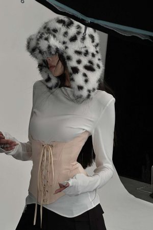 WARDEN EDGE Long-Sleeve T-Shirt Tied-Waist Corset Set