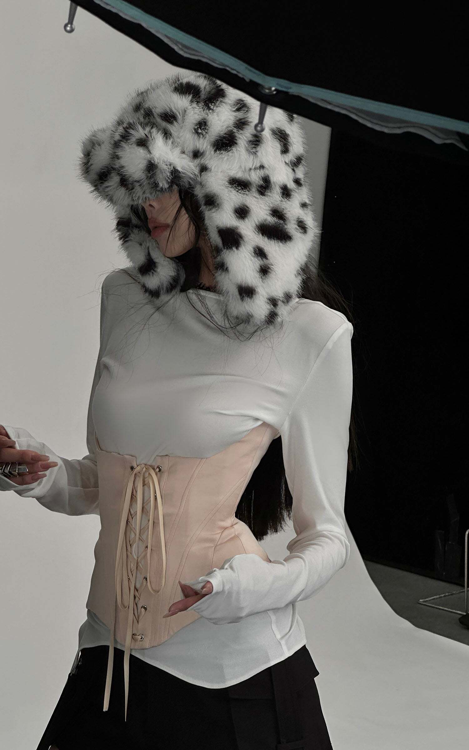 WARDEN EDGE Long-Sleeve T-Shirt Tied-Waist Corset Set WARDEN EDGE Long-Sleeve T-Shirt Tied-Waist Corset Set