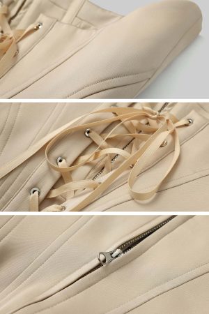 WARDEN EDGE Long-Sleeve T-Shirt Tied-Waist Corset Set