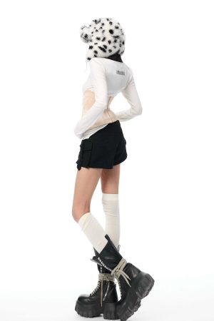 WARDEN EDGE Long-Sleeve T-Shirt Tied-Waist Corset Set