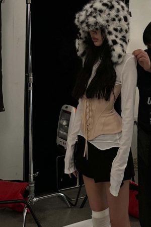 WARDEN EDGE Long-Sleeve T-Shirt Tied-Waist Corset Set