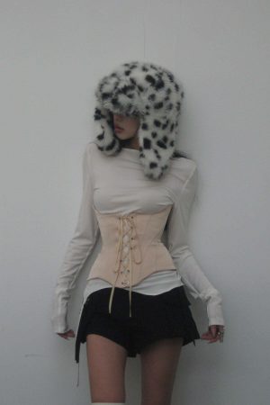 WARDEN EDGE Long-Sleeve T-Shirt Tied-Waist Corset Set