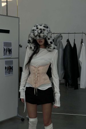 WARDEN EDGE Long-Sleeve T-Shirt Tied-Waist Corset Set