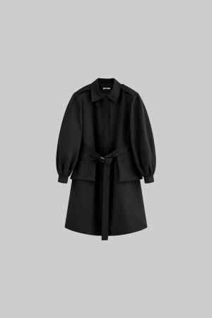WARDEN EDGE Longline Black Trench Coat