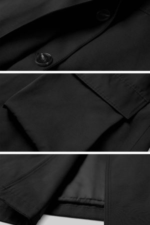 WARDEN EDGE Longline Black Trench Coat