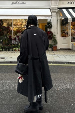 WARDEN EDGE Longline Black Trench Coat