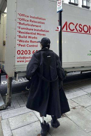 WARDEN EDGE Longline Black Trench Coat