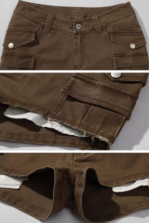 WARDEN EDGE Low-Rise Cargo Shorts with Distressed Hem and Inner Layer Detail