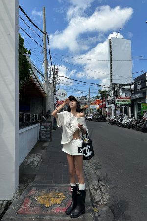 WARDEN EDGE Low Waist Layered Shorts with Bold Letter Patch