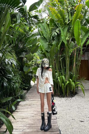 WARDEN EDGE Low Waist Layered Shorts with Bold Letter Patch