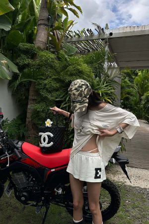 WARDEN EDGE Low Waist Layered Shorts with Bold Letter Patch