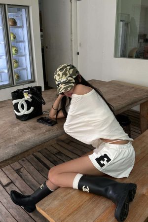 WARDEN EDGE Low Waist Layered Shorts with Bold Letter Patch