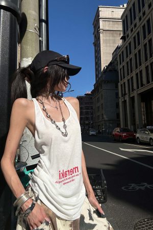 WARDEN EDGE Meraki Racerback Tank Top with Minimalist Letter Print