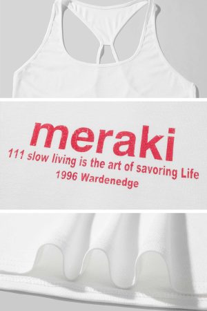 WARDEN EDGE Meraki Racerback Tank Top with Minimalist Letter Print