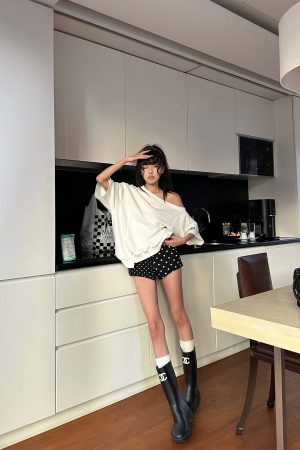 WARDEN EDGE Mixed Dot Print Drawstring Shorts with Graphic Cut