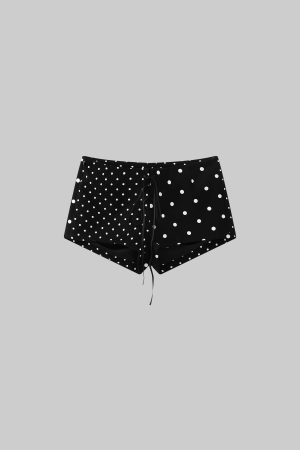 WARDEN EDGE Mixed Dot Print Drawstring Shorts with Graphic Cut