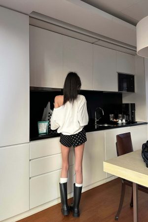 WARDEN EDGE Mixed Dot Print Drawstring Shorts with Graphic Cut