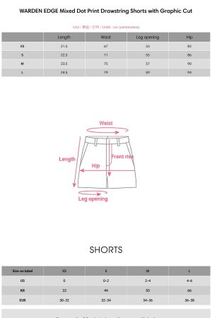 WARDEN EDGE Mixed Dot Print Drawstring Shorts with Graphic Cut