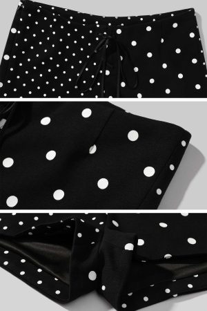 WARDEN EDGE Mixed Dot Print Drawstring Shorts with Graphic Cut