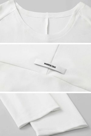 WARDEN EDGE Off-Shoulder Cropped Long Sleeve T-Shirt