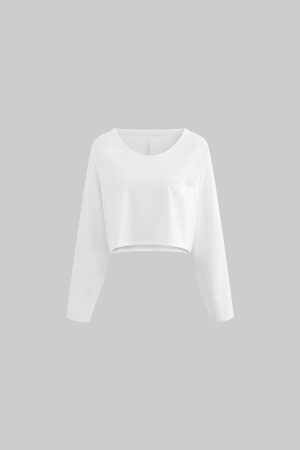WARDEN EDGE Off-Shoulder Cropped Long Sleeve T-Shirt
