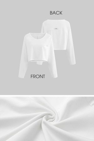 WARDEN EDGE Off-Shoulder Cropped Long Sleeve T-Shirt