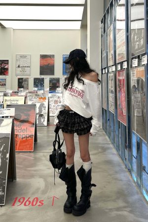 WARDEN EDGE Off-Shoulder Cropped Long Sleeve Tee with Asymmetric Hem