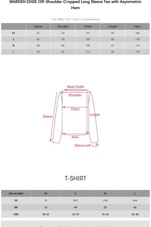 WARDEN EDGE Off-Shoulder Cropped Long Sleeve Tee with Asymmetric Hem