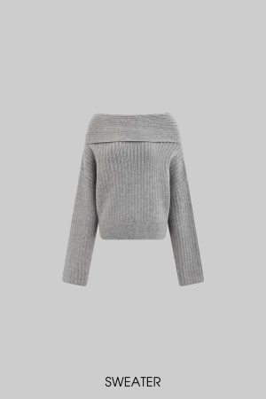 WARDEN EDGE Off-Shoulder Knit Sweater and Shorts Set