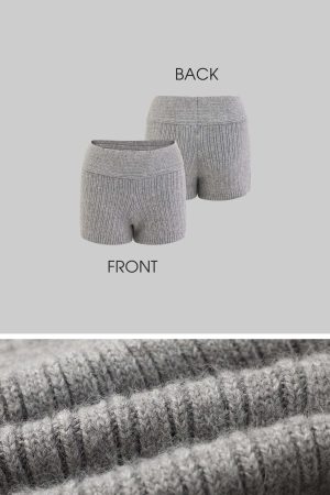 WARDEN EDGE Off-Shoulder Knit Sweater and Shorts Set