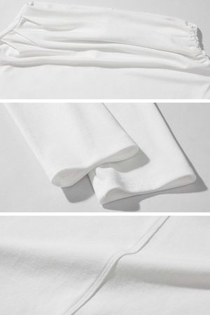 WARDEN EDGE Off-Shoulder Ruched Long Sleeve T-Shirt