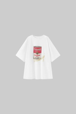 WARDEN EDGE Oversized Graphic T-Shirt with Soup Can Print