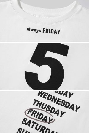 WARDEN EDGE Oversized Graphic Tee with Weekly Print